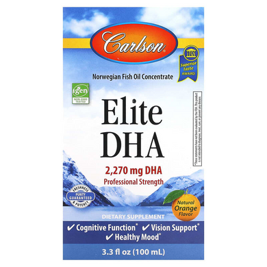 Carlson Labs, Elite DHA натуральный апельсиновый вкус, 2270 мг, 100 мл (CAR-16010), фото