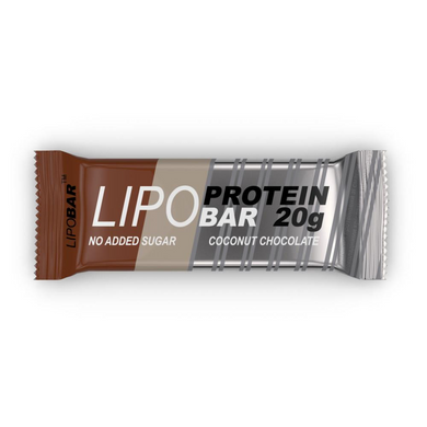 LipoBar, Безлактозний протеїновий батончик, без цукру, шоколад - кокос, 50 г - 20 шт (LIP-48005), фото