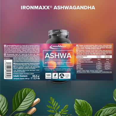IronMaxx, Ashwagandha, Ашваганда KSM-66, 300 мг, 120 капсул (821499), фото