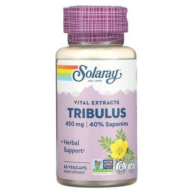 Трибулус, Tribulus Extract, Solaray, для мужчин, 450 мг, 60 вегетарианских капсул (SOR-03797), фото
