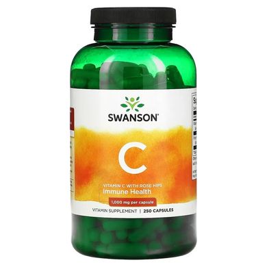 Swanson, витамин С с плодами шиповника, 1000 мг, 250 капсул (SWV-01106), фото