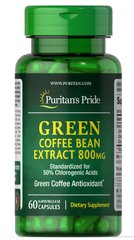 Зеленый кофе, Green Coffee Bean, Puritan's Pride, 800 мг, 60 капсул (PTP-52931), фото