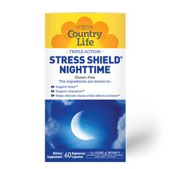 Country Life, Stress Shield Nighttime, Комплекс для здорового сну, 60 вегетеріанських капсул (CLF-05042), фото