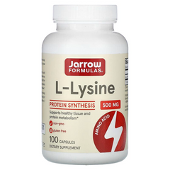 Jarrow Formulas, L-лизин, 500 мг, 100 капсул (JRW-15004), фото