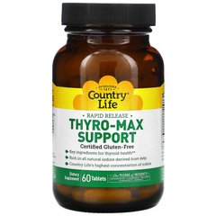 Country Life, Thyro-Max Support, поддержка щитовидной железы, 60 таблеток (CLF-01595), фото