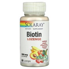 Біотин, Biotin, Solaray, фруктовий смак, 5000 мкг, 60 цукерок (SOR-43545), фото