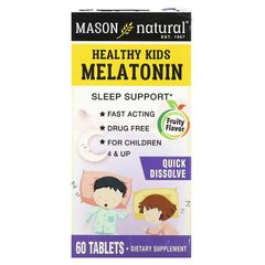 Mason Natural, Healthy Kids Melatonin, для детей от 4 лет, фруктовый, 60 таблеток (MAV-18545), фото