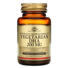 Solgar, Натуральная Омега-3, ДГК растительного происхождения, 200 мг, 50 вегетарианских мягких желатиновых капсул (SOL-34845), фото