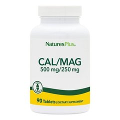 NaturesPlus, Кальций и магний, Cal/Mag, Nature's Plus, 500 мг/250 мг, 90 таблеток (NAP-03363), фото