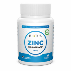 Biotus, Цинк бисглицинат, Zinc Bisglycinate, 15 мг, 60 капсул (BIO-530517), фото
