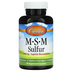 Carlson Labs, MSM Sulfur, 1000 мг, 90 вегетаріанських капсул (CAR-08721), фото