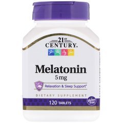Мелатонін 5 мг, 21st Century Health Care, 120 таблеток (CEN-27087), фото
