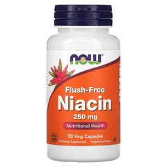 Now Foods, Ніацин, що не викликає почервоніння, 250 мг, 90 рослинних капсул (NOW-00483), фото