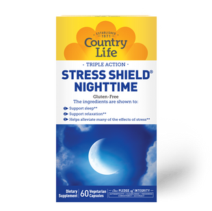 Country Life, Stress Shield Nighttime, Комплекс для здорового сну, 60 вегетеріанських капсул (CLF-05042), фото