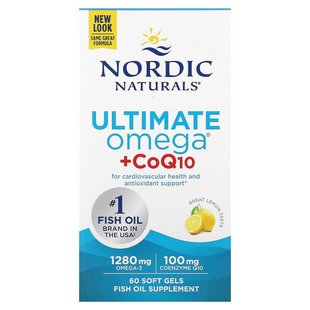 Nordic Naturals, Ultimate Omega + CoQ10, 1000 мг, 60 м'яких желатинових капсул (NOR-01890), фото