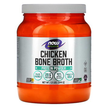 Протеин из куриного костного бульона NOW Foods Chicken Bone Broth Protein | без вкуса - 544 г, фото