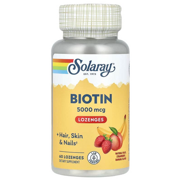 Биотин, Biotin, Solaray, фруктовый вкус, 5000 мкг, 60 конфет (SOR-43545), фото