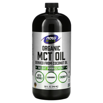 NOW Foods, Sports, органическое масло среднецепочечных триглицеридов, 14 г, 946 мл (NOW-02236), фото