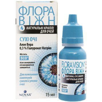 Капли для глаз Flora Vision Сухие глаза для облегчения симптомов сухости и усталости - 15 мл, фото