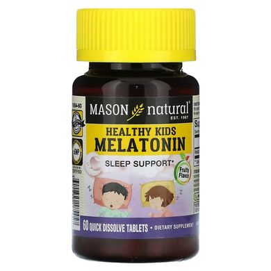 Mason Natural, Healthy Kids Melatonin, для детей от 4 лет, фруктовый, 60 таблеток (MAV-18545), фото
