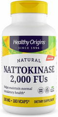 Healthy Origins, Наттокіназа, 2000 FU's, 100 мг, 180 капсул (HOG-25160), фото
