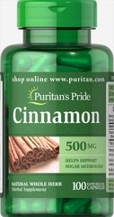 Корица, Cinnamon, Puritan's Pride, 500 мг, 100 капсул (PTP-14020), фото