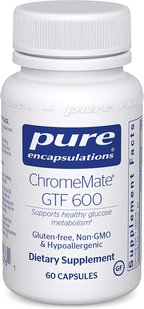 Унікальний полінікотінат хрому, ChromeMate GTF 600, Pure Encapsulations, 60 капсул (PE-00476), фото