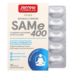 Jarrow Formulas, SAMe 400, підвищена сила дії, 400 мг, 30 таблеток (JRW-20020), фото