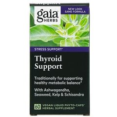 Gaia Herbs, Засіб для підтримки щитовидної залози, 60 вегетаріанських фіто-капсул з рідиною (GAI-39990), фото