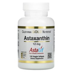 California Gold Nutrition, AstaLif, чистий ісландський астаксантин, 12 мг, 120 м'яких рослинних таблеток (CGN-01104), фото