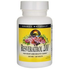 Ресвератрол, Resveratrol, Source Naturals, 200 мг, 60 таблеток (SNS-02293), фото