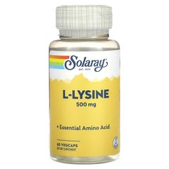 Solaray, L-лизин, 500 мг, 60 растительных капсул (SOR-04940), фото