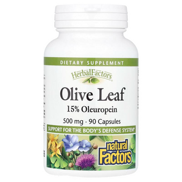 Natural Factors, Herbal Factors, листья оливкового дерева, 500 мг, 90 капсул (NFS-04570), фото