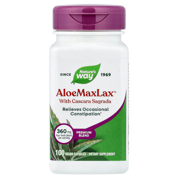 Алое з каскарою Nature's Way AloeMaxLax with Cascara Sagrada - 100 веганських капсул, фото