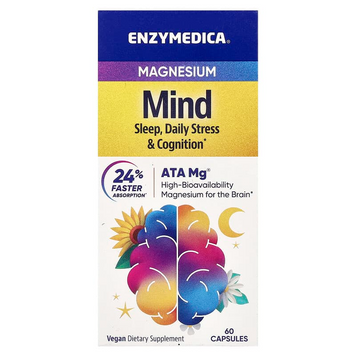 Ацетилтауринат магнію 350 мг Enzymedica Magnesium Mind | магній для когнітивних функцій та мозку - 60 капсул, фото