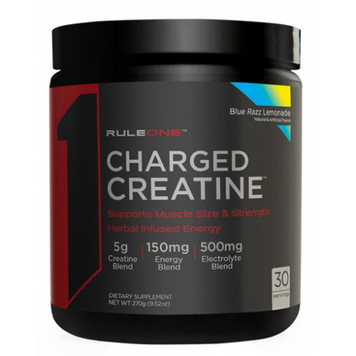 Rule 1, Charged Creatine, блакитна малина, 270 г (816760), фото