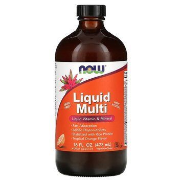 NOW Foods, Liquid Multi, Жидкие мультивитамины, со вкусом тропического апельсина, 473 мл (NOW-03772), фото