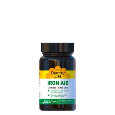 Country Life, Iron Aid, 15 мг, 60 таблеток (CLF-02657), фото