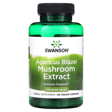 Swanson, Екстракт грибів агарику бразильського, 500 мг, 90 вегетаріанських капсул (SWV-14122), фото