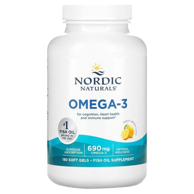 Nordic Naturals, Омега-3, лимон, 690 мг, 180 капсул (NOR-03760), фото