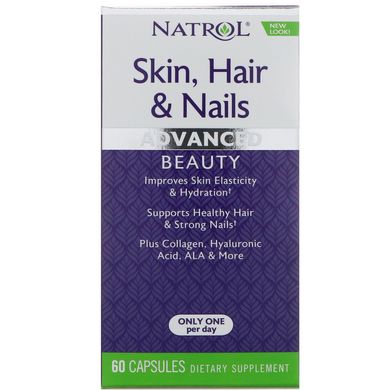 Вітаміни для волосся, шкіри і нігтів, Skin, Hair & Nails, Natrol, 60 капсул, (NTL-07140), фото