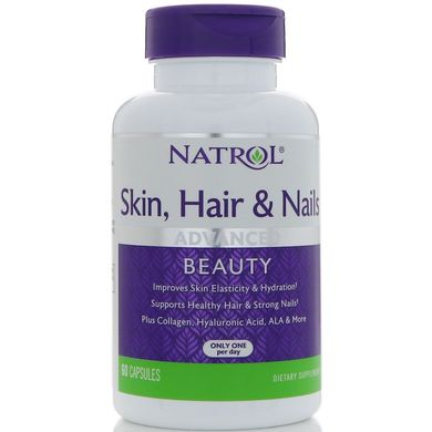 Вітаміни для волосся, шкіри і нігтів, Skin, Hair & Nails, Natrol, 60 капсул, (NTL-07140), фото