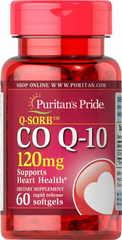 Коэнзим Q-10, Q-Sorb Co Q-10, Puritan's Pride, 120 мг, 60 гелевых капсул быстрого высвобождения (PTP-00063), фото