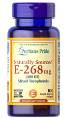 Витамин Е и смесь токоферолов, Vitamin E Mixed Tocopherols, Puritan's Pride, 400 МЕ, 100 капсул (PTP-10460), фото