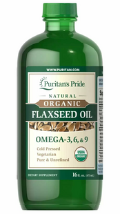 Льняное масло, Flaxseed Oil, Puritan's Pride, органическое, 473 мл (PTP-16420), фото