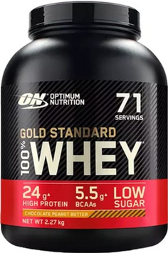 (EU) Optimum Nutrition, Сывороточный протеин, 100% Whey Gold Standard, Насыщенный шоколад с арахисовым маслом, 2273 г (OPN-60534), фото