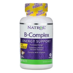 Natrol, Комплекс вітамінів групи B, швидкорозчинні, натуральний кокосовий смак, 90 таблеток (NTL-06331), фото