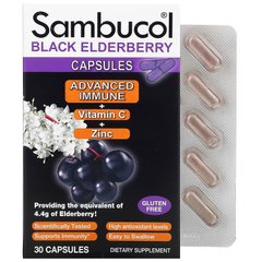 Sambucol, капсулы черной бузины с комплексом Advanced Immune, витамином C и цинком, 30 капсул (SBL-00162), фото