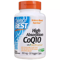 Doctor's Best, Коэнзим Q10 Высокой Абсорбации 100 мг, BioPerine, 30 гелевых капсул (DRB-00054), фото