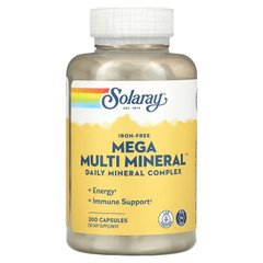 Мультимінеральний комплекс без заліза, Mega Multi Mineral, Solaray, 200 капсул (SOR-04514), фото